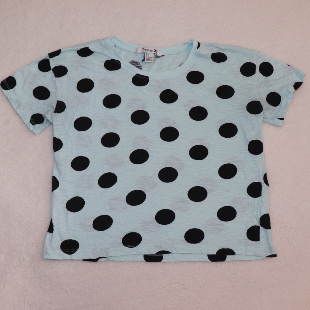 Forever 21 Mint Polkadot Cropped Tee